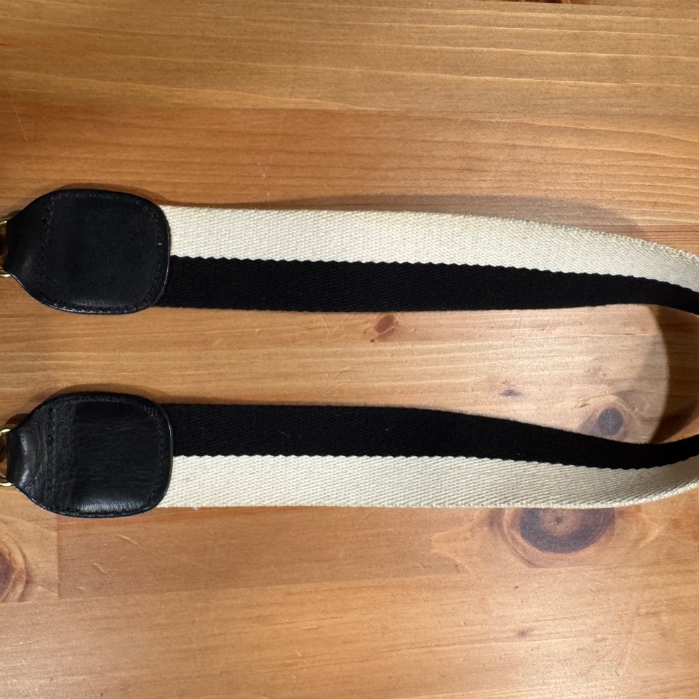 Clare V Black and Cream Crossbody Bag Strap